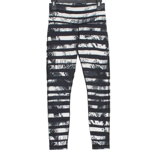 lululemon athletica Pants - Lululemon Womens Leggings Pull On Yoga Shady Palms Athleisure Black White 6 KB